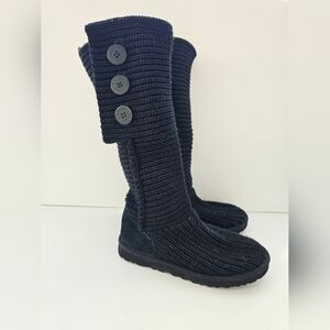UGG Australia Lattice Cardy Knit Boots Black Size 8